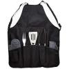 PICNIC TIME BBQ Apron Tote Pro Grill Set, Heavy Duty BBQ Apron for Men with BBQ Accessories for Grilling and Cooking with Numerous Pockets and Folds to Easy-to-Carry Tote (Black and Gray Accents)