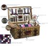 PICNIC TIME Charleston Luxury Picnic Basket for 4, Romantic Vintage English-Style Wooden Basket, Complete Deluxe Service With Blanket, Suitcase-style Handle and Genuine Cowhide Leather, (Beige Canvas)