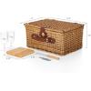PICNIC TIME Classic Wine & Cheese Picnic Basket, Romantic English-Style Wooden Basket, Deluxe Service for 2 with Fully-Lined Interior, Leatherette Buckle and Handle, (Red & White Gingham Pattern)