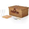 PICNIC TIME Classic Wine & Cheese Picnic Basket, Romantic English-Style Wooden Basket, Deluxe Service for 2 with Fully-Lined Interior, Leatherette Buckle and Handle, (Red & White Gingham Pattern)