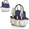PICNIC TIME Garden Bag with Tool Set – Garden Tool Organizer Bag – Gardening Tools Gifts for Women and Men, (Navy Blue with Beige Accents)(Navy/Cream)