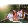 PICNIC TIME Kansas Handwoven Wood Picnic Basket, Sturdy Woven Wicker Basket with Tabletop Lid and Removable and Washable Polycotton Vintage-Style Liner, (Red & White Gingham Pattern)