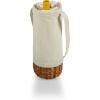 PICNIC TIME Malbec Insulated Canvas and Willow Wine Bottle Basket, Fully Insulated Wine Bag, Durable Bottle Carrier Bag for Gifts and Travel with Steamed Handwoven Willow, (Beige Canvas)