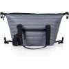 PICNIC TIME Midday Quilted Washable Insulated Lunch Bag, Expandable Stylish Soft Cooler Bag, Portable Cooler Lunchbox with Detachable Carrying Shoulder Strap and Zipper Closure, (Gray)