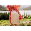 PICNIC TIME Palermo Rush Insulated Bucket Tote with Leather Straps, Insulated Beach Bag, Picnic Tote Bag, (Beige Canvas)
