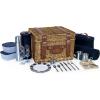 PICNIC TIME Romantic Canterbury Deluxe Wicker Picnic Basket Set for 2, with Blanket and Soft Cooler, One Size, Navy With Plaid(Navy With Plaid)