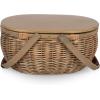 PICNIC TIME Sequoia Picnic Basket with Cooler Compartment, Woven Picnic Basket with Removeable Cooler Bag, Vintage Wicker Picnic Basket, (Beige)