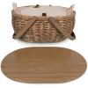 PICNIC TIME Sequoia Picnic Basket with Cooler Compartment, Woven Picnic Basket with Removeable Cooler Bag, Vintage Wicker Picnic Basket, (Beige)