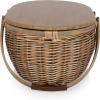 PICNIC TIME Sequoia Picnic Basket with Cooler Compartment, Woven Picnic Basket with Removeable Cooler Bag, Vintage Wicker Picnic Basket, (Beige)