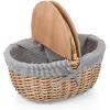 Picnic TIME Disney Mickey Mouse & Minnie Mouse Country Vintage Picnic Basket with Lid, Wicker Picnic Basket for 2, (Navy Blue & White Stripe)(Star Wars Mandalorian Grogu – Navy Blue & White Stripe)