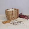 Picnic TIME Terrabella Handwoven Picnic Basket, Earth Friendly Basket, Made from Recycled Materials, Upcycled Picnic Basket, (Beige)