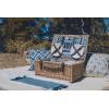 Picnic TME Belmont Picnic Basket for 4, Insulated Wicker Basket Set with Porcelain Plates, Stainless Steel Flatware, Wine Glasses, Cooler, Leatherette Straps, Gift (Navy Blue & White Stripe)(Honey Willow With Navy Blue and White Stripes)