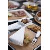 TOSCANA – a Picnic Time brand Peninsula Cutting Board & Serving Tray, Cheese Board, Charcuterie Board, Appetizer Plate, (Bamboo & White Porcelain)