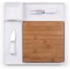 TOSCANA – a Picnic Time brand Peninsula Cutting Board & Serving Tray, Cheese Board, Charcuterie Board, Appetizer Plate, (Bamboo & White Porcelain)