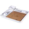 TOSCANA – a Picnic Time brand Peninsula Cutting Board & Serving Tray, Cheese Board, Charcuterie Board, Appetizer Plate, (Bamboo & White Porcelain)