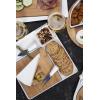 TOSCANA – a Picnic Time brand Peninsula Cutting Board & Serving Tray, Cheese Board, Charcuterie Board, Appetizer Plate, (Bamboo & White Porcelain)