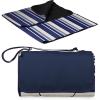 ONIVA – a Picnic Time Brand – Blanket Tote XL Outdoor Picnic Blanket – Beach Blanket – Camping Blanket(Blue Stripe Pattern With Navy Flap)