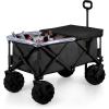 ONIVA – a Picnic Time brand Adventure Wagon Elite All-Terrain Folding Beach Wagon with Big Wheels plus Table Top Lid & Soft Cooler Liner, (Dark Gray)