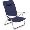 ONIVA – a Picnic Time brand Monaco Reclining Backpack Beach Chair, Outdoor Folding Lounge Chair, Lightweight Low Chair, (Navy Blue)