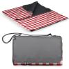 ONIVA Blanket Tote XL Outdoor Picnic Blanket, 70″x80″ Foldable Beach Blanket with Fleece Top, Water-Resistant Backing, Strap & Pocket, Portable Mat for 4-5 People by Picnic Time (Blue Stripe/Navy Flap)(Red & White Check)