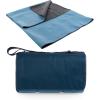 ONIVA Blanket Tote XL Outdoor Picnic Blanket, 70″x80″ Foldable Beach Blanket with Fleece Top, Water-Resistant Backing, Strap & Pocket, Portable Mat for 4-5 People by Picnic Time (Blue Stripe/Navy Flap)(Dusty Blue)