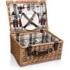 PICNIC TIME – Bristol Picnic Basket for 2, Wicker Picnic Basket – Picnic Set, (Navy Blue & Burgundy Plaid Pattern)