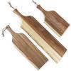 PICNIC TIME Artisan 30″ Acacia Charcuterie Board with Raw Wood Edge, Wooden Cutting Board with Handle, All-Purpose Serving Platter, Decorative and Reversible Serving Plank (Acacia Wood)(Set of 3)