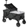 PICNIC TIME Brand Adventure Wagon Elite Folding Wagon With Table Top Lid & Soft Cooler Liner(Black/Gray)