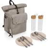 PICNIC TIME Carmel Roll Top Backpack Cooler, Canvas Insulated Cooler Backpack Bag for Lunch and Hiking, Portable Beach Cooler Bag, Picnic Bag(Gray)