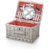 PICNIC TIME Catalina Picnic Basket for 2, Classic Deluxe English Handwoven Wicker Basket with Genuine Leather Accents and Full Service for Two, (Dahlia Collection – Navy Blue with Beige Pattern)(Watermelon Collection & Vista Blue With Red Watermelon Pattern)