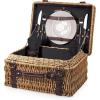 PICNIC TIME Champion Picnic Basket for 2, Large Wicker Hamper Set with Cutlery Service Kit, (Navy Blue)(Black With Brown Accents)
