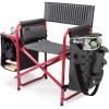 PICNIC TIME Fusion Camping Chair with Side Table and Soft Cooler, Outdoor Foldable Padded Camping Chairs with Cup Holder for Lawn, Beach, & Sports Use for Adults, (Dark Gray Blue Accents)(Dark Gray With Red Accents)