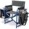 PICNIC TIME Fusion Camping Chair with Side Table and Soft Cooler, Outdoor Foldable Padded Camping Chairs with Cup Holder for Lawn, Beach, & Sports Use for Adults, (Dark Gray Blue Accents)(Dark Gray With Blue Accents)