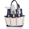 PICNIC TIME Garden Bag with Tool Set – Garden Tool Organizer Bag – Gardening Tools Gifts for Women and Men, (Navy Blue with Beige Accents)(Navy/Cream)