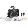 PICNIC TIME Malibu Cooler Picnic Basket, Insulated Cooler Tote with Picnic Set, (Navy Blue with Black Accents)(Black With Gray Accents)