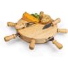 PICNIC TIME Mariner Cheese Board and Knife Set, Novelty Charcuterie Board Set with Stainless Steel Tools Housed in Helm Case Under the Lid, Swivel-Open Serving Platter, and Charcuterie Set, (Parawood)(Parawood)