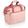 PICNIC TIME On The Go Lunch Bag, Stylish Soft Cooler Bag, Expandable Insulated Lunch Box, Portable Cooler Lunchbox with Dual Compartment Design and Velcro Side Straps, (Heathered Gray)(Pink)