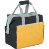 PICNIC TIME On The Go Lunch Bag, Stylish Soft Cooler Bag, Expandable Insulated Lunch Box, Portable Cooler Lunchbox with Dual Compartment Design and Velcro Side Straps, (Heathered Gray)(Mustard Yellow with Gray & Blue Accents)