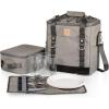 PICNIC TIME PT-Frontier Picnic Cooler Tote – Soft Cooler Bag with Picnic Set – Picnic Tote, (Heathered Gray)