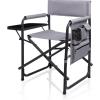 PICNIC TIME Sports Chair with Side Table, Outdoor Foldable Padded Adult Camping Chairs with Cup and Accessory Panel for Lawn, Beach, & Sports Use for Adults, up to 300-lbs Capacity, (Red)(Gray With Black Accents)