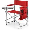 PICNIC TIME Sports Chair with Side Table, Outdoor Foldable Padded Adult Camping Chairs with Cup and Accessory Panel for Lawn, Beach, & Sports Use for Adults, up to 300-lbs Capacity, (Red)(Red)