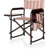 PICNIC TIME Sports Chair with Side Table, Outdoor Foldable Padded Adult Camping Chairs with Cup and Accessory Panel for Lawn, Beach, & Sports Use for Adults, up to 300-lbs Capacity, (Red)(Moka Collection – Brown With Beige & Red Accents)