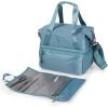 PICNIC TIME Tarana Insulated Lunch Bag made from Recycled Material, Lunch Box with Picnic Set, Upcycled Lunch Cooler Bag, (Aurora Blue)(Aurora Blue)