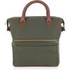 PICNIC TIME Urban Lunch Bag, Stylish Soft Cooler Bag, Expandable Insulated Lunch Box, Portable Cooler Lunchbox with Dual Compartment Design and Leatherette Handles, (Gray with Brown Accents)(Green with Brown Accents)