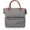 PICNIC TIME Urban Lunch Bag, Stylish Soft Cooler Bag, Expandable Insulated Lunch Box, Portable Cooler Lunchbox with Dual Compartment Design and Leatherette Handles, (Gray with Brown Accents)(Gray with Brown Accents)