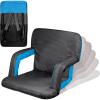 PICNIC TIME Ventura Portable Reclining Stadium Seat with Back Support, Folding Bleacher Chairs with Back and Cushion, Thick Padded Stadium Seat, Armrest, and Six Backrest Positions, (Black, Standard)(Waves Collection)