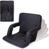 PICNIC TIME Ventura Portable Reclining Stadium Seat with Back Support, Folding Bleacher Chairs with Back and Cushion, Thick Padded Stadium Seat, Armrest, and Six Backrest Positions, (Black, Standard)(Black)