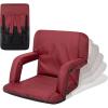 PICNIC TIME Ventura Portable Reclining Stadium Seat with Back Support, Folding Bleacher Chairs with Back and Cushion, Thick Padded Stadium Seat and Armrest, Six Backrest Positions, (Vibe Collection)(Burgundy)