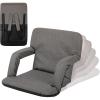 PICNIC TIME Ventura Portable Reclining Stadium Seat with Back Support, Folding Bleacher Chairs with Back and Cushion, Thick Padded Stadium Seat and Armrest, Six Backrest Positions, (Vibe Collection)(Heathered Gray)