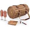 PICNIC TIME Verona Wine & Cheese Picnic Basket, Romantic English-Style Rounded Wooden Wicker Basket with Deluxe Service for 2, Fully-lined Interior and Handwoven, (Pine Green)(Adeline Collection)